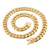 Diseñador de collares de acero inoxidable Hip Hop joyería collar para hombre Cuban Link oro de la cadena de rap Accesorios Bisutería 10/12/14/16 / 18mm