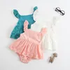 Baby Girl Clothes Cotton Girls Dresses Romper Flying Sleeve Newborn Jumpsuits Boutique Outfit Baby Climbing Clothing 3 Colors DW5344