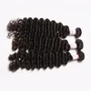 人間の髪の伸びのブラジルのバージンヘアー織り天然の黒い1bカラー3バンドルブラジルのバージンの髪の深い波を安く染めることができます