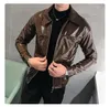 Rot Schwarz Kaffee Lederjacke Shinny Herren Jacken Und Mäntel Jaqueta Masculino Bühne Kleidung Für Sänger Club Party Jacke Mann