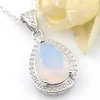 Luckyshine Fashion Exquisite Smycken Teardrop Shaped White Moonstone Gems Silver Gorgeous Vintage Pendants Halsband Smycken