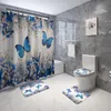 Flannel Bathroom Rugs Home Decor Bath Mat and Shower Curtain Set Toilet Bath Rugs None Slip Bathroom Carpet Toilet Floor Mat