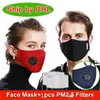 Återanvändbara ansiktsmaskar Svart med fliter Värde Kolfliter Anti Dammsorteringsduk Ansiktsmask Individuellt paket FY0016