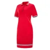 Women Plus Size Short Sleeves Polo T Shirt Top Stripe Bodycon Midi Pencil Dress T1906085912795