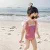 2020 Nieuwe Girls Prinses One Piece Badpak Zomer Parel Kant Splicing Kids Rokken Mode Kinderen Spa Swimsuits C6234