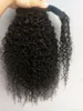 120g Clip dans l'extension de queue de cheval naturel noir brun Kinky épais cheveux bouclés Fluffy Pony Tail Wrap Around