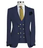 Latest Design Two Button Man Business Suits Groom Tuxedos Peak Lapel Men Party Coat 3 pieces Suits Sets (Jacket+Pants+Vest+Tie) K44