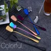 150PCS Eco Spoon Long Handle Spoon Shovel Design PVD Plated Stainless Steel Gold Tea Spoon 7 Colors Available