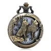 Antique Vintage 3D Twelve Chinese Zodiac Animal Watch Mens Womens Quartz Pocket Watches Analog Display Clock Neckalce Sweater Chain Gift