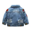 Retail winter baby girl jacket Flower embroidered denim jackets Coats Kids fashion luxury designer Brand Jean outdoor jacket Cloth1216476