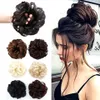 BUQI Kıvırcık Scrunchie Chignon Kauçuk Band Sarışın Sentetik Saç Yüzük Sarı Saç Bun Ponytails Için Isıya Dayanıklı Aksesuarlar