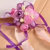 Bruiloft imitatie pols bloem bruidsmeisje zusters pols corsage bruiloft decoratie bruids prom hand bloem 5styles rra1910