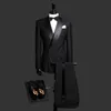 Nouveau Slim Fit Noir Hommes Costumes Mariage Marié Tuxedos 2 Pièces (Veste + Pantalon) avec Châle Revers Marié Costumes Meilleur Homme Prom Wear Blazer 352