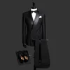 Novo Slim Fit Preto Homens Ternos Do Noivo Do Casamento Smoking 2 Peças (Jaqueta + Calça) com Xaile Lapela Noivo Ternos Melhor Homem Prom Desgaste Blazer 352