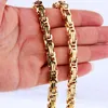 Hot Sale 8/12/15mm Wide Silver/Gold Stainless Steel Byzantine Chain Necklace & Bracelet Jewelry Gift 7-40"