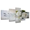 SELL 5 Piece Wall Art Picture On Canvas Printed Painting Modern Modular Picture Lots Of Flowers White rose with frame6950992