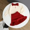 Çocuklar Triko Gömlek Etekler Giyim Bebek Kız Giyim Toddle Örme Mini Elbiseler Suits doğanı Yün Butik Tees Etekler C6496 Tops ayarlar