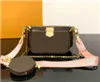 Luxury Designer Bags Pipple Emboss Printing Flowers 3 in 1 Chain Bag Patent Leather Wallet Card Crossbody Purse Shoulder Messenger Handbag24