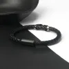 Bracelets en cuir véritable pour hommes et femmes, 10 pièces, vente en gros, noir Cz Infinity, bijoux en acier inoxydable pour amoureux