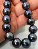 Free shipping 10-11MM TAHITIAN Black South Sea pearl necklace 20 inches 14KGP closure