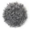 African American Silver Grey Hair Afro Puff Kinky Curly Penytails Mänsklig förlängning Naturlig Curl Updots Salt och Peppar Grå Ponny Tail Hair Piece