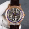 NY CALATRAVA 5180 1R TOURBILLON AUTOMATISK MENSKRIVA KÄRDA CASE STÅL SKELETON DIAL VIT BLÅ MENS Titta på läderklockor Pureti262w