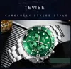 Tevise Fashion Automatic Mens Watches Rostfritt stål Men Mechanical MristWatch Date Week Display Man Clock With Box289J