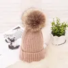 Winter Warm Faux Fur Ball Caps for Women Lady Girls Pom Poms Hats Female Knitted Beanies Thick Cap Gift8491205