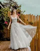 Country Dresses Spaghetti Sttraps Lace Applique Backless Sweep Train Custom Made Wedding Gown Plus Size Vestido de Novia 401