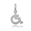 Rolstoel Handicapteken Pendant ketting Iced Out Out Cubic Zirconia Charm Pendant Hip Hop Sieraden voor mannen en vrouwen6262041