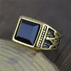 Оптовые- Рок титановые стальные кольца роскошный дизайнер, покрытый 18к золотой мода Trend мужское кольцо бесплатная доставка