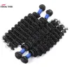 10A Brazilian Deep Wave 3Bundles with 13*4 Lace Frontal Peruvian Malaysian Virgin Human hair Bundles with Closure Wholesale for Women All Ages Jet Black