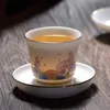 Enamel Tea Cup Creative Lover Gift Drinkware Handpainted Kung Fu Tea Set High Quality Small Tea Bowl With Plate Accessories