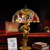 Lamp Table Lamp Fixação Mediterrâneo vitral decorativa Uva Luz para sala de estar Quarto antigo arte base Tiffany Desk