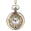 Vintage Steampunk Hollow Flower Quartz Pocket Watch Necklace Pendant Chain Clock Gifts FS99272a