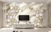 mur moderne papier peint pour le salon de fond bijoux 3d or de luxe prune européenne TV