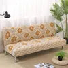 Monily Flower Print Universal Sofa Cover Spanex Anti-Dirty Removable Stretch Bench Sofa Omslag Ingen Armstöd Foding Bed omslag