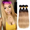 STRIAGHT 1B/27 3 Bundles Indian Virgin Hair Extensions Produtos de cabelo 3 peças 95-100g/peça reta 1b 27 três pacotes