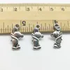 100pcs/Lot Baby Bear Alloy Charms Pendant Retro Jewelry DIY Keychain Ancient Silver Pendant For Bracelet Earrings Necklace 19*10mm