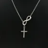 Infinity Cross Pendant Halsband för kvinnor Ladies Fashion Wedding Party Event Smycken 925 Silverpläterad Kedja Åtta Eleganta Charms Halsband