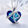 Hjärtblå brudsmycken zirkonhänge prisvärt diamanthalsband för bröllop billigt bröllop halsband hängen 2020 chain252v