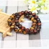 Atacado 10pcs / lot 10 milímetros Natural Multicolor Tiger Eye Pedra pulseira contas de Mulheres e presente homens jóias Pulseiras com contas grátis