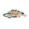 Jóias pulseiras femininas ouro e prata multicolor CZ coroa pulseira 4 mm joias de aço inoxidável para casais