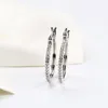 High quality 925 Sterling Silver Big Hoop Earring Full CZ Diamond Fashion bad girl Jewelry Party Earrings223y