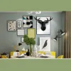 3D鹿の頭の彫刻ホームデコレーションアクセサリー幾何学鹿の頭抽象彫刻部屋の壁装飾樹脂シカ像T200330
