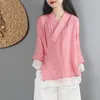 Women Linen Shirt Tops Chinese Style Vintage Shirt Cardigan Coat Fairy Tai Chi Uniform Tang Suit Breathable Casual Hanfu