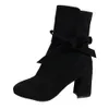 Heißer Verkauf-Casual Frauen Knöchel High Heels Bogen Reißverschluss Martin Stiefel Damen Schuhe Zapatos De Mujer Bota Feminina Chaussures Femme 25