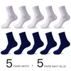 10pairs / partij 2019 Hoge kwaliteit heren zakelijke sokken casual katoenen sokken zwart wit lange sok herfst winter voor mannen maat 39-45