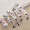 2 stks Tulip Ceramic Deur Handvat Silver Lade Trekt Vintage Bloemkast Keukenkast Handgrepen en Knoppen Meubilair Hardware