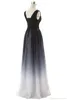 Sexy elie saab noturno baile vestidos cinturão backless gradiente cor preto chiffon ocasião formal vestidos de festa fotos reais de plus size